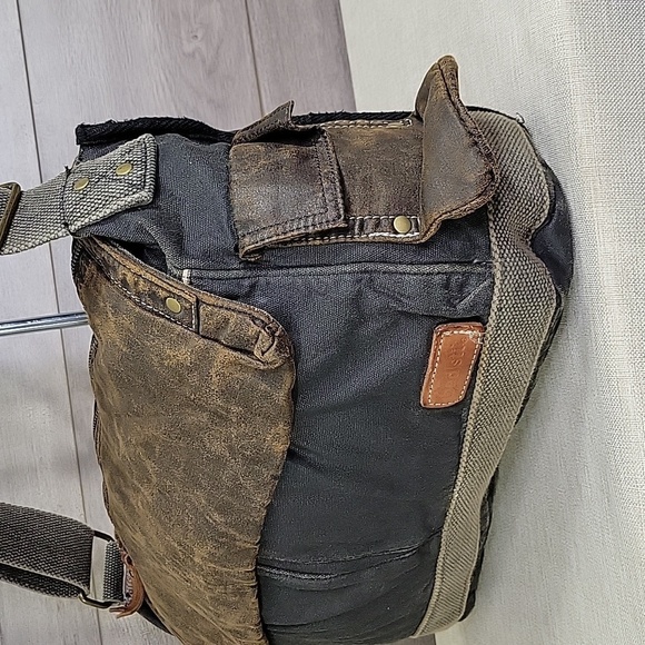 Bed Stu Waxed Canvas Leather Hawkeye Messenger Shoulder Bag - Picture 4 of 15